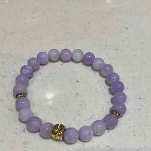 Lavender Agate Beaded Bracelet with sparkly Gold Accents